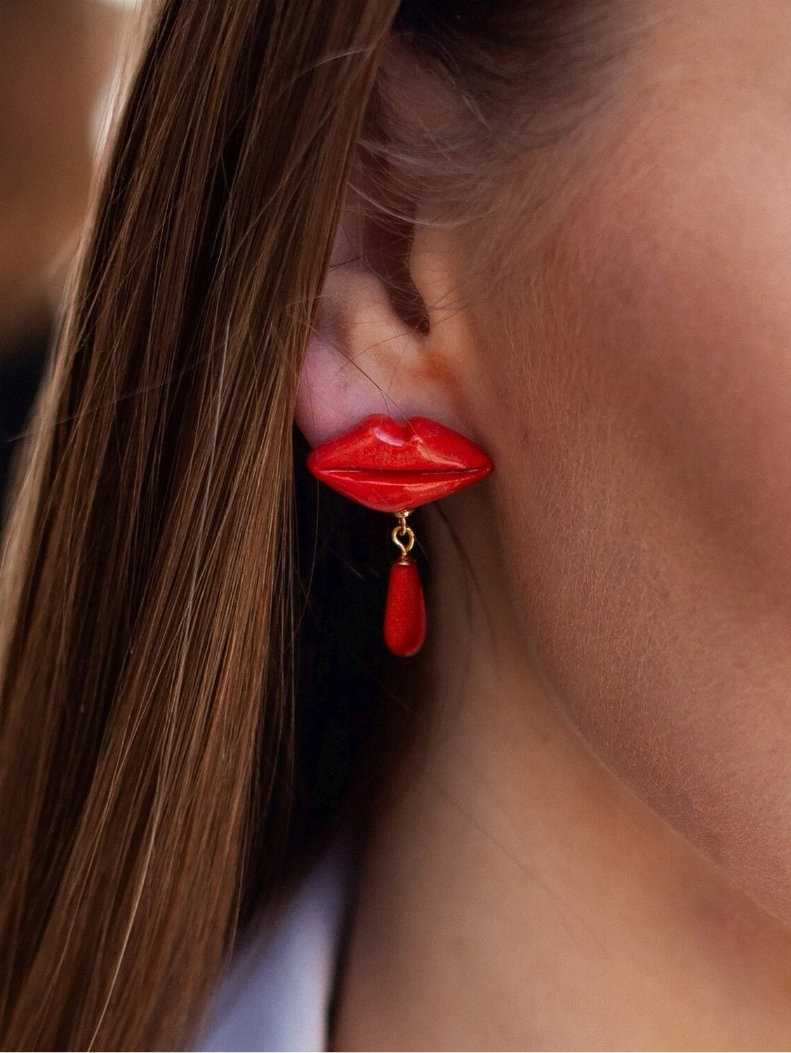 Keramikas piliena auskari – Lipstick iedvesma