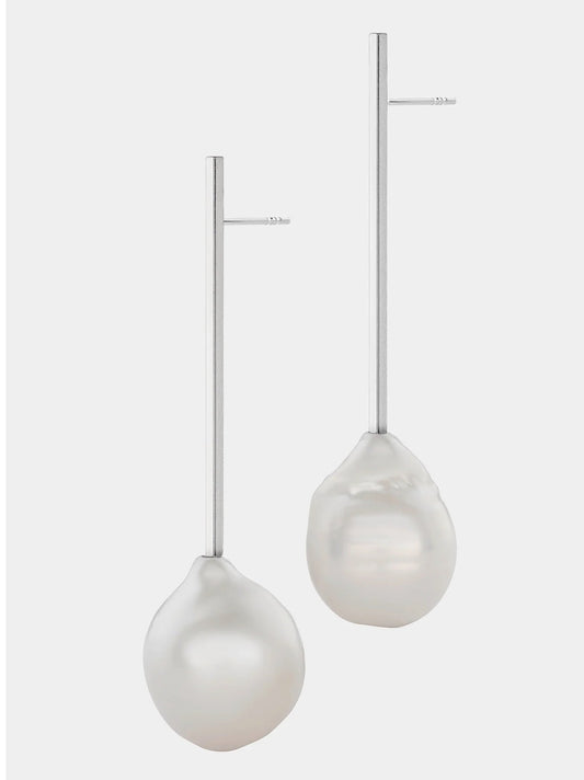 Gara līnijas auskars ar pērli