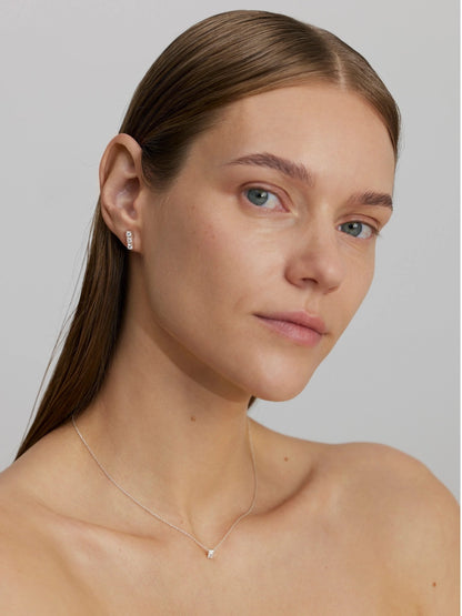 Stellar Earring with Three White Zircons – Refined Sparkle