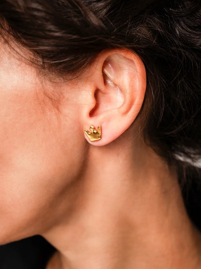 Crown-Shaped Porcelain Earrings – Regal Artistic Jewelry