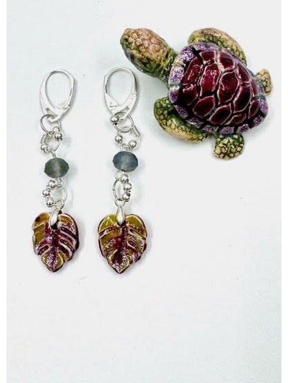 Brošas un auskaru komplekts – bruņurupuča motīvs