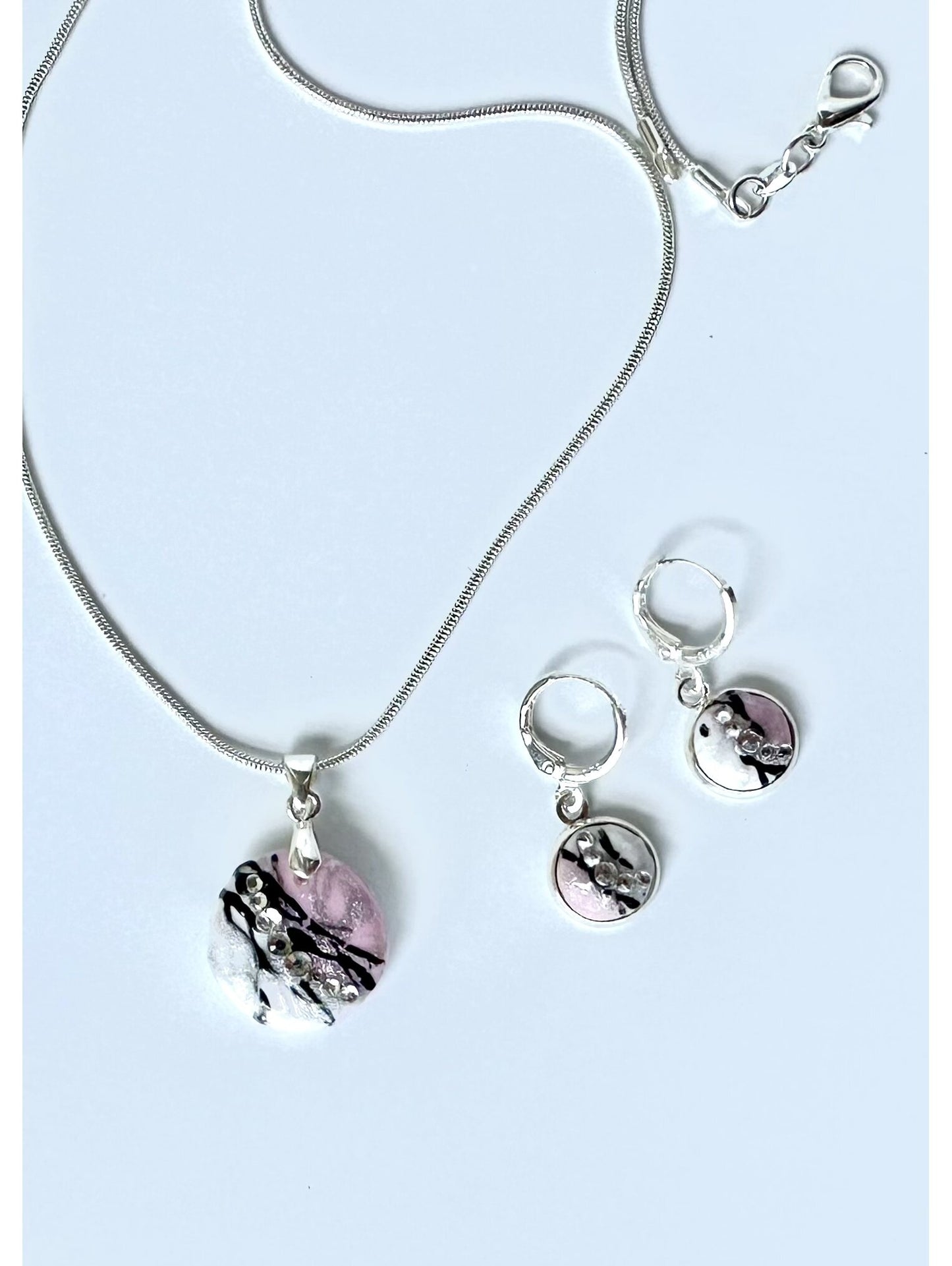 Earrings & Pendant Set – Pink Sunrise Inspired Design