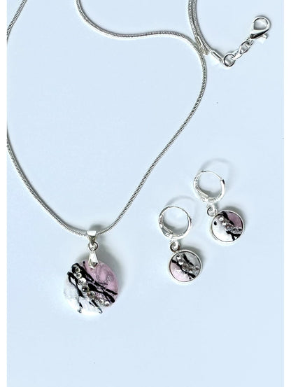 Earrings & Pendant Set – Pink Sunrise Inspired Design