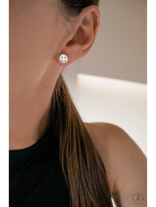 Sterling Silver Smiley Face Earrings – Playful Minimal Jewelry