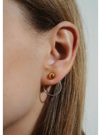 Chord Earrings – Mixed Pair with Gold Bubble