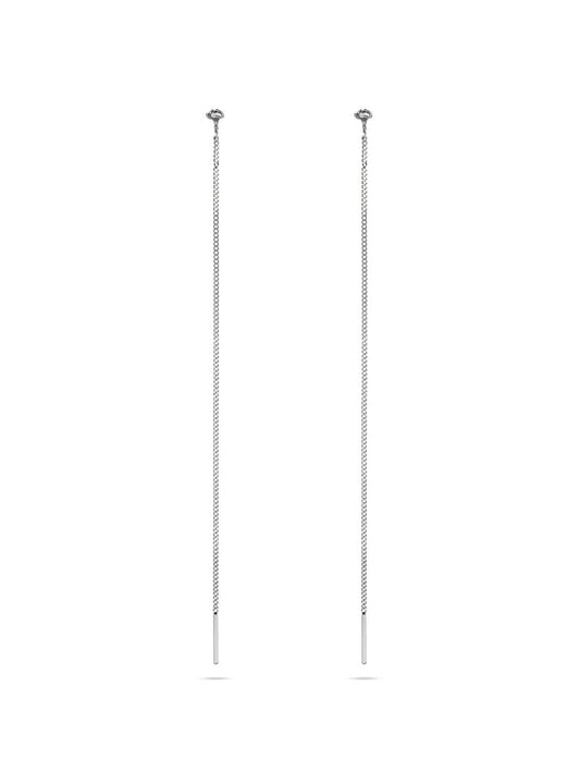 Silver Raw Threader Chain Earrings – Minimal Modern Style
