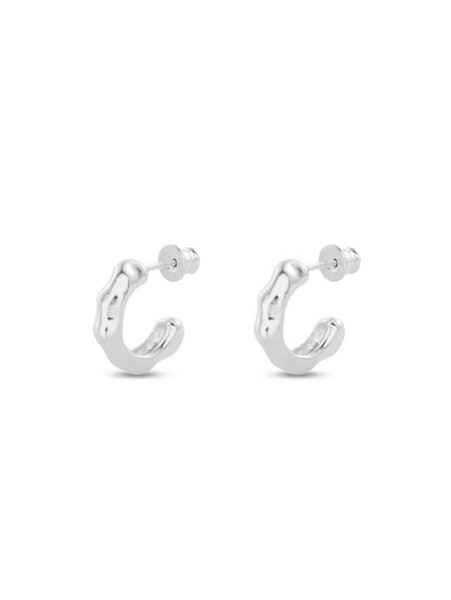 Vertex Mini Silver Hoop Earrings – Sleek Contemporary Style