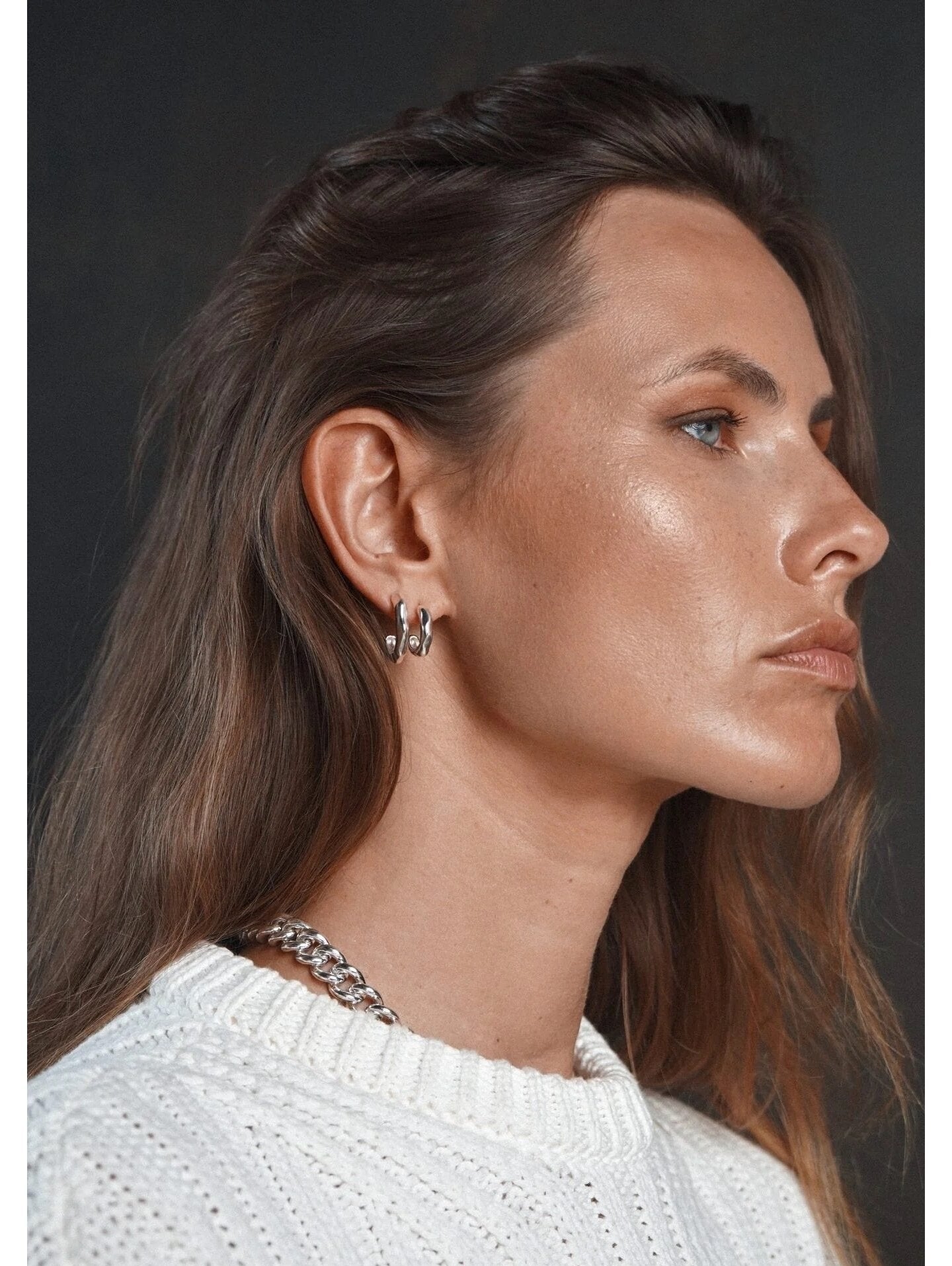 Vertex Mini Silver Hoop Earrings – Sleek Contemporary Style