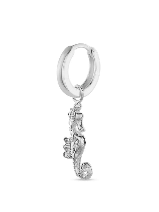 Silver Sea Horse Midi Hoop Earrings – Ocean Inspired Design