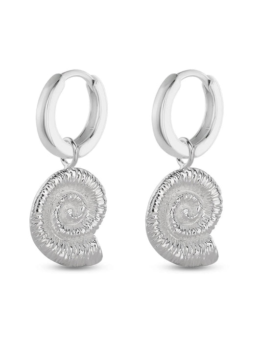 Silver Sea Snail Midi Hoop Earrings – Ocean Inspired Style