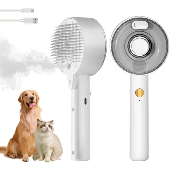 Pet Steamer Pro – Antibacterial Grooming Brush with Mist & Massage Function