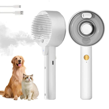 Pet Steamer Pro – Antibacterial Grooming Brush with Mist & Massage Function