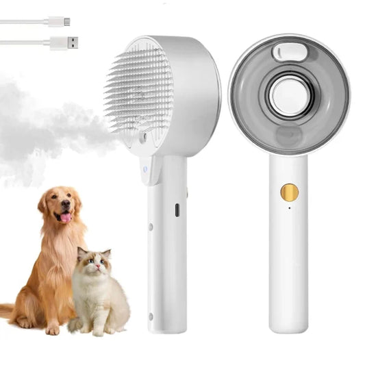 Pet Steamer Pro – Antibacterial Grooming Brush with Mist & Massage Function