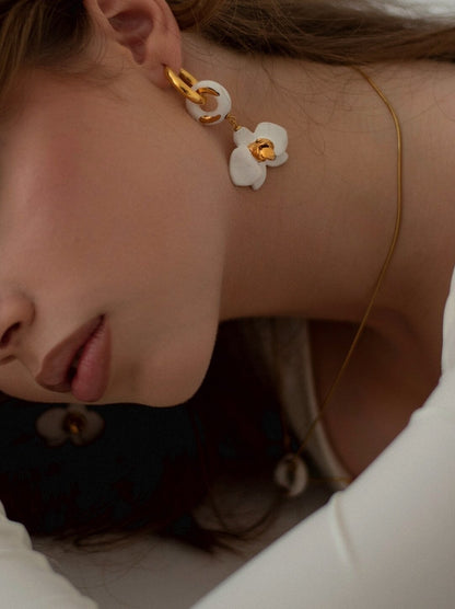 Keramikas kabantie orhidejas auskari